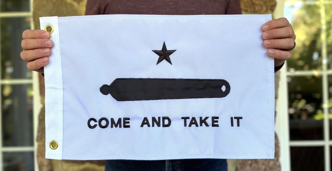 The Come and Take It Flag by Beaver Flags. Based on the iconic Texas Revolution flag from the 1830s.