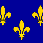 French Fleur De Lis Historic Flag 3' x 5' Printed Nylon, featuring yellow fleur-de-lis on a blue background, made of heavyweight nylon with brass grommets.