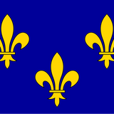 French Fleur De Lis Historic Flag 3' x 5' Printed Nylon, featuring yellow fleur-de-lis on a blue background, made of heavyweight nylon with brass grommets.