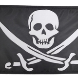 Custom SEWN Applique FLAG featuring a skull and crossed swords design, made from UV-resistant nylon with brass grommets for durability.