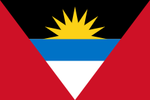 Antigua and Barbuda Courtesy Flag 12 x 18, featuring a yellow sun, blue triangle, marine-grade nylon, canvas header, and brass grommets. Made in the USA.