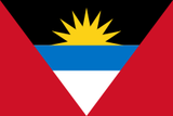 Antigua and Barbuda Courtesy Flag 12 x 18, featuring a yellow sun, blue triangle, marine-grade nylon, canvas header, and brass grommets. Made in the USA.