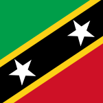 Saint Kitts and Nevis Courtesy Flag 12 x 18, featuring stars and stripes, made of Marine-grade solarmax nylon with canvas header and brass grommets.