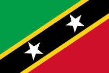 Saint Kitts and Nevis Courtesy Flag 12 x 18, featuring stars and stripes, made of Marine-grade solarmax nylon with canvas header and brass grommets.