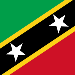 Saint Kitts and Nevis Courtesy Flag 12 x 18 featuring stars and stripes, made of marine-grade solarmax nylon with canvas header and brass grommets.