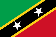 Saint Kitts and Nevis Courtesy Flag 12 x 18 featuring stars and stripes, made of marine-grade solarmax nylon with canvas header and brass grommets.