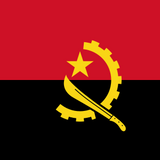 Angola Flag Printed Nylon 3' x 5', featuring a yellow star, gear, and machete on a red and black background. Durable with brass grommets.