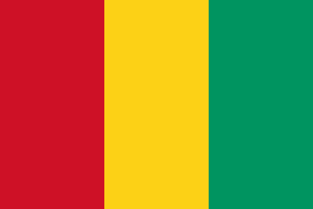 Guinea Flag Printed Nylon 3' x 5' with strong canvas header and brass grommets, featuring durable UV-resistant material for indoor or outdoor use.