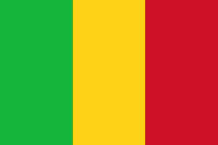 Mali Flag Printed Nylon 3' x 5', featuring official design, strong canvas header, brass grommets, and UV resistant nylon, suitable for both indoor and outdoor use.