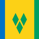 St. Vincent & Grenadines Flag Printed Nylon 3' x 5' with strong canvas header and brass grommets, featuring a diamond-shaped emblem and vibrant colors.