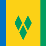 St. Vincent & Grenadines Printed Nylon 3' x 5' flag with green, yellow, and blue design, featuring strong canvas header and brass grommets for durable outdoor use.