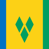 St. Vincent & Grenadines Printed Nylon 3' x 5' flag with green, yellow, and blue design, featuring strong canvas header and brass grommets for durable outdoor use.