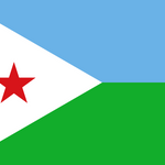 Djibouti Flag Printed Nylon 3' x 5' with a red star, designed for outdoor use, featuring strong canvas header and brass grommets.