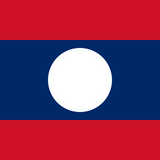 Laos Flag Printed Nylon 3' x 5': A flag with a white circle centered on a blue background, bordered by red, featuring strong canvas header and brass grommets.