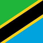 Tanzania Flag Printed Nylon 3' x 5' with diagonal stripes, featuring strong canvas header, brass grommets, and UV resistant nylon. Suitable for indoor and outdoor use.