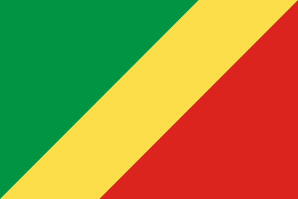 Congo Flag Printed Nylon 3' x 5' with diagonal stripes, strong canvas header, and brass grommets for outdoor use.