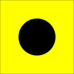 India Code Signal Flag, 12x15, featuring a black circle in the center, made of 200 denier nylon with nylon rope and ash toggles.