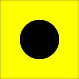 India Code Signal Flag, 12x15, featuring a black circle in the center, made of 200 denier nylon with nylon rope and ash toggles.