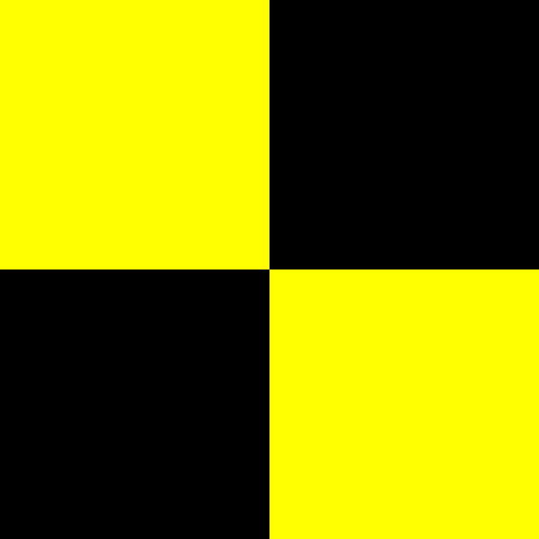 Lima Code Signal Flag: black and yellow checkered pattern, 200 denier nylon, 12 x 15, finished with rope, distance lines, and ash toggles. Made in the USA.