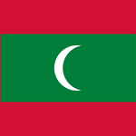 Maldives Flag Printed Nylon 3' x 5' featuring a crescent moon, strong canvas header, and two brass grommets for indoor or outdoor use.