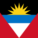 Antigua & Barbuda Flag Printed Nylon 3' x 5', featuring a yellow sun and blue triangle, designed for outdoor use with durable materials and brass grommets.