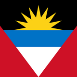 Antigua & Barbuda Flag Printed Nylon 3' x 5', featuring a yellow sun and blue triangle, designed for outdoor use with durable materials and brass grommets.