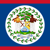 Belize Flag Printed Nylon 3' x 5' featuring two men with bats, durable with brass grommets, suitable for indoor and outdoor use.