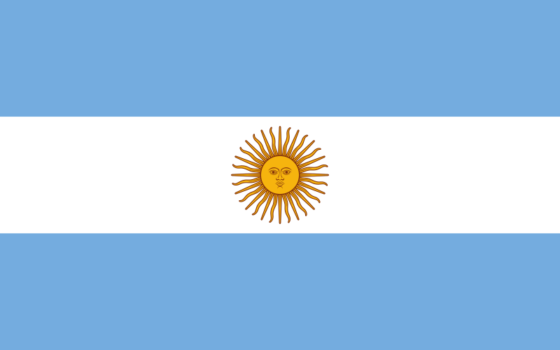 Argentina Flag Printed Nylon 5' x 8' featuring a sun with a face, strong canvas header, and brass grommets for indoor or outdoor use.