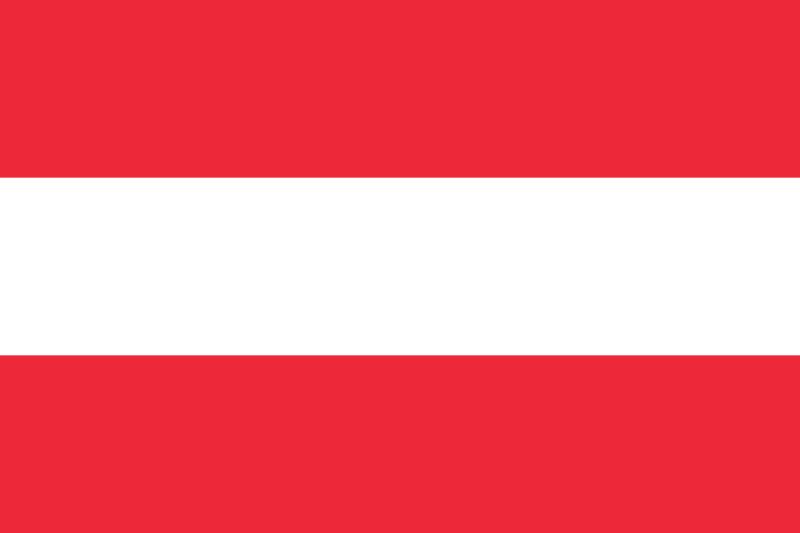 Austria Flag Printed Nylon 3' x 5', featuring a strong canvas header and two brass grommets, designed for indoor or outdoor use.