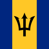 Barbados Flag Printed Nylon 3' x 5' featuring a black trident on a yellow and blue background, designed for indoor or outdoor use.