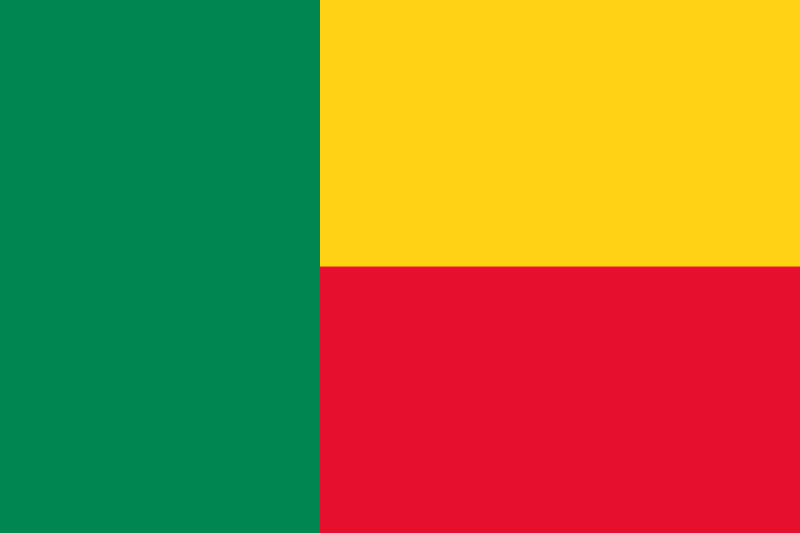 Benin Flag Printed Nylon 3' x 5' featuring strong canvas header, two brass grommets, and UV-resistant material for outdoor use.