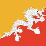 Bhutan Flag Printed Nylon 3' x 5' featuring a white dragon on a red and yellow background, designed for outdoor use with durable stitching and brass grommets.