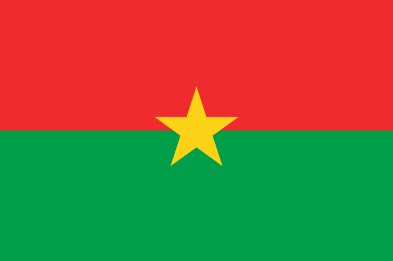 Burkina Faso Flag Printed Nylon 3' x 5', featuring a central yellow star, durable canvas header, brass grommets, and UV-resistant nylon for outdoor use.