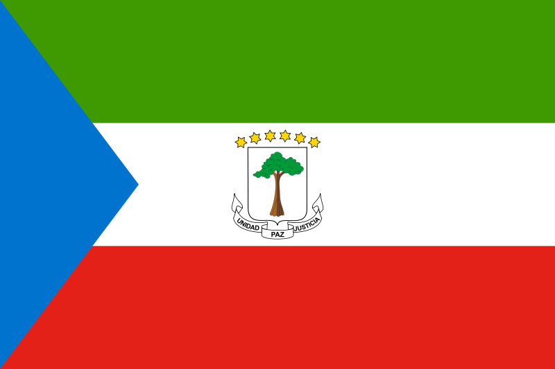 Equatorial Guinea Flag Printed Nylon 3' x 5' featuring a triangle and star with a tree, designed for indoor or outdoor use with durable canvas header and brass grommets.