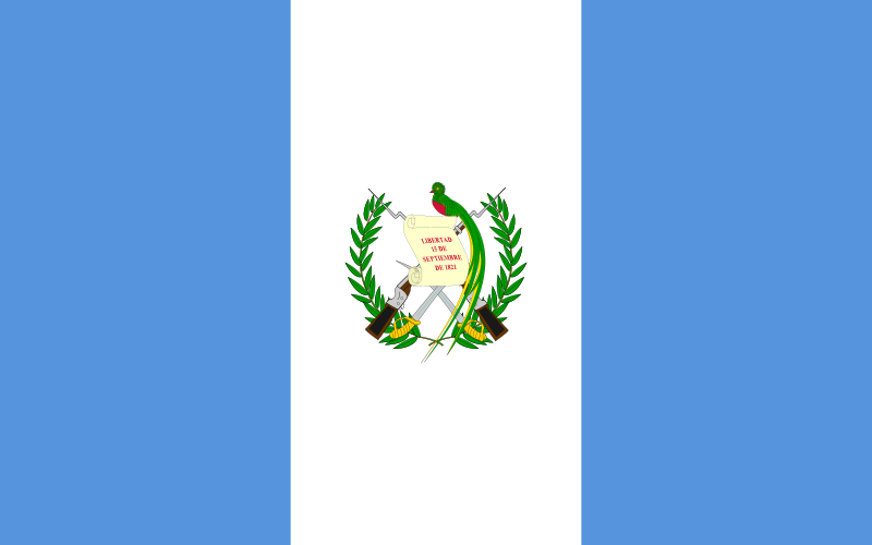 Guatemala Flag Printed Nylon 2' x 3' with green and red emblem, strong canvas header, brass grommets, and UV-resistant nylon for indoor or outdoor use.