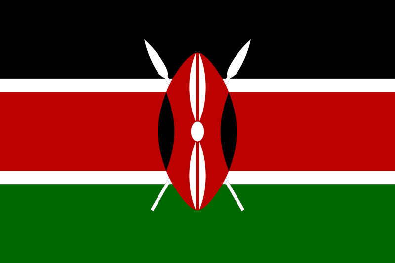 Kenya Flag Printed Nylon 3' x 5' with canvas header and brass grommets, designed for outdoor use, featuring durable, UV-resistant material for long-lasting display.