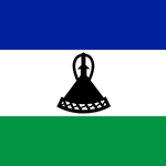 Lesotho Flag Printed Nylon 3' x 5', featuring a black triangle, strong canvas header, and brass grommets for outdoor use.