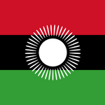 Malawi Flag Printed Nylon 3' x 5' featuring a white circle at the center, suitable for both indoor and outdoor use with brass grommets and UV-resistant fabric.