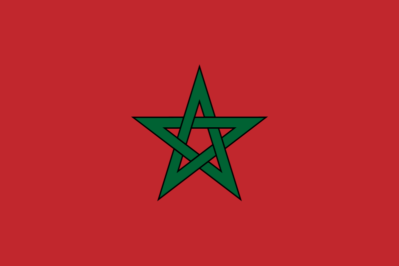 Morocco Flag Printed Nylon 2' x 3', featuring a green star on a red background, with durable construction and strong brass grommets for indoor or outdoor use.