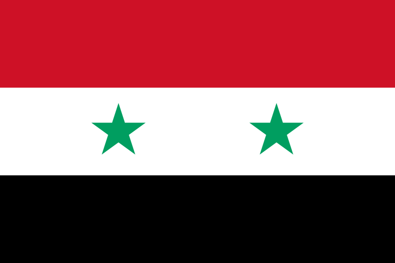 Syria Flag Printed Nylon 3' x 5' with green stars, canvas header, brass grommets, and UV-resistant nylon for outdoor use.