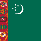 Turkmenistan Flag Printed Nylon 3' x 5' with white crescent and stars, strong canvas header, and brass grommets, designed for indoor or outdoor use.