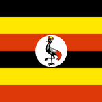 Uganda Flag Printed Nylon 3' x 5' featuring a black and yellow striped design with a bird emblem in the center, ideal for indoor or outdoor use.