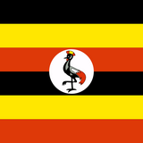 Uganda Flag Printed Nylon 3' x 5' featuring a black and yellow striped design with a bird emblem in the center, ideal for indoor or outdoor use.