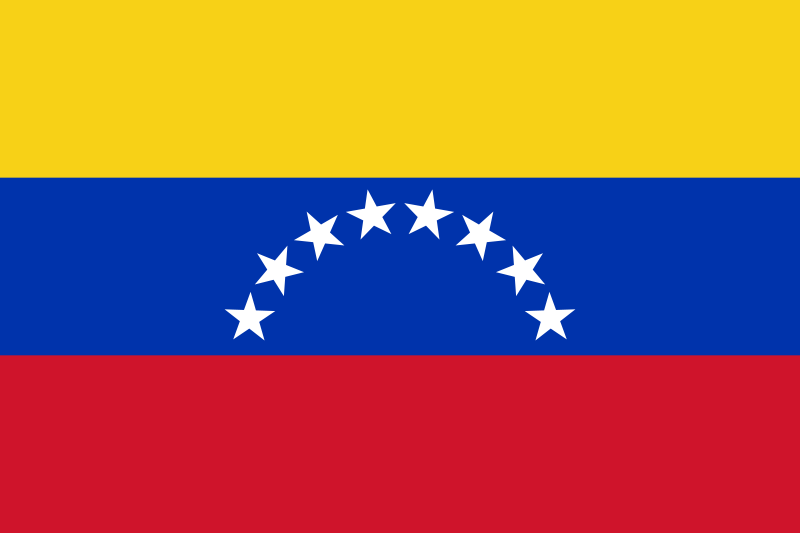 Venezuela Flag Printed Nylon 3' x 5' with strong canvas header, two brass grommets, and UV resistant nylon for indoor or outdoor use.