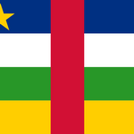 Central African Rep Flag Printed Nylon 3' x 5' with yellow star and cross, strong canvas header, brass grommets, and UV-resistant nylon, ideal for outdoor use.