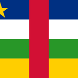 Central African Rep Flag Printed Nylon 3' x 5' with yellow star and cross, strong canvas header, brass grommets, and UV-resistant nylon, ideal for outdoor use.