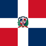 Dominican Rep Flag Printed Nylon 2' x 3' with red, white, and blue cross, featuring official design, canvas header, brass grommets, and UV-resistant nylon.