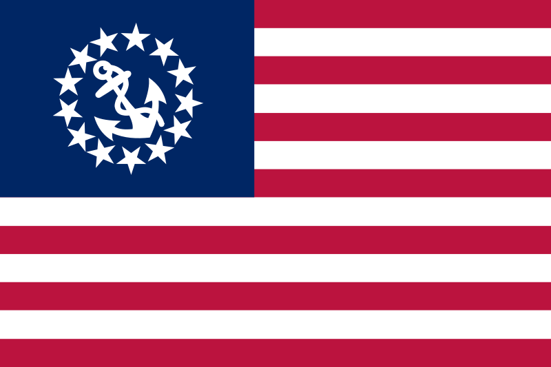 US Yacht Ensign Nylon Embroidered and Sewn Flag 16 x 24, featuring an anchor encircled by stars on a durable nylon fabric with brass grommets.