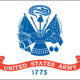 US Army Flag Printed Nylon 4' x 6', featuring the official blue Army seal with United States Army text and 1775 below on a white background.