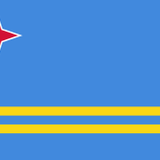 Aruba Courtesy Flag 12 x 18, featuring a red star on a blue and yellow design with brass grommets and a canvas header.